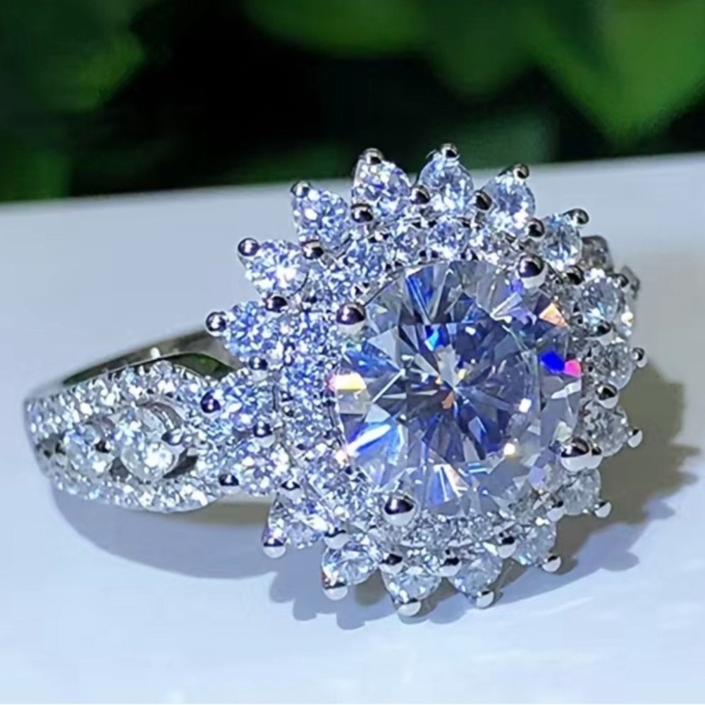 925 Silver Crystal Zircon Ring - Perfect for Anniversaries & Weddings 8